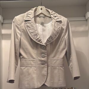 White House Black Market Tan Ruffled Blazer